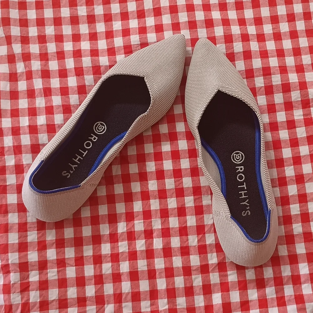 ROTHY'S Flax Birdseye Pointed Toe Flats Sz 9.5 Gray